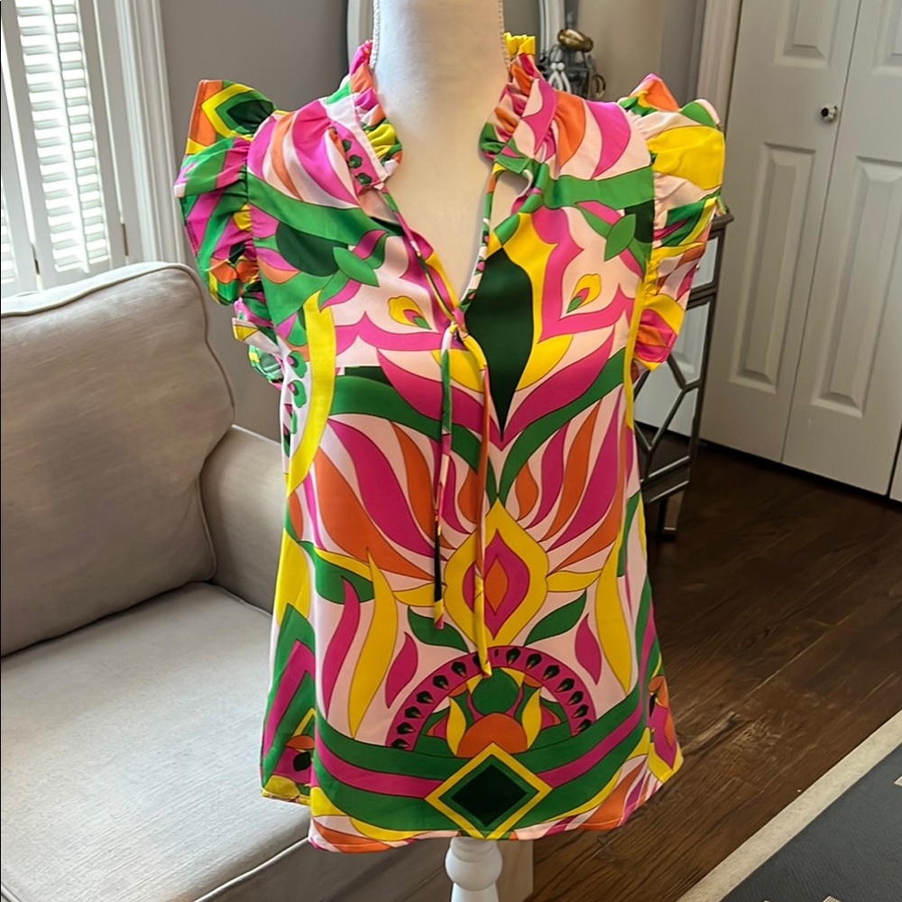 Jade Melody Tam Ruffled Women's Top Size XS